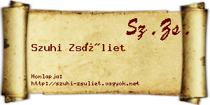 Szuhi Zsüliet névjegykártya